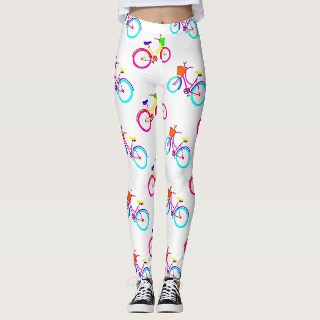 Färgcyklar för vita regnbåge leggings (Framsida)