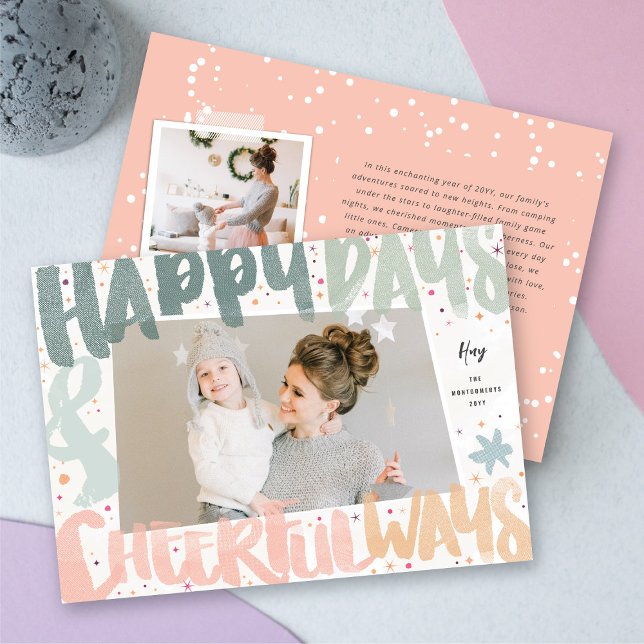 Färgdagar i Lycklig och nyårfoto på goda sätt Julkort (Colorful Happy Days & Cheerful Ways New Year Photo Holiday Card @ fat_fa_tin)