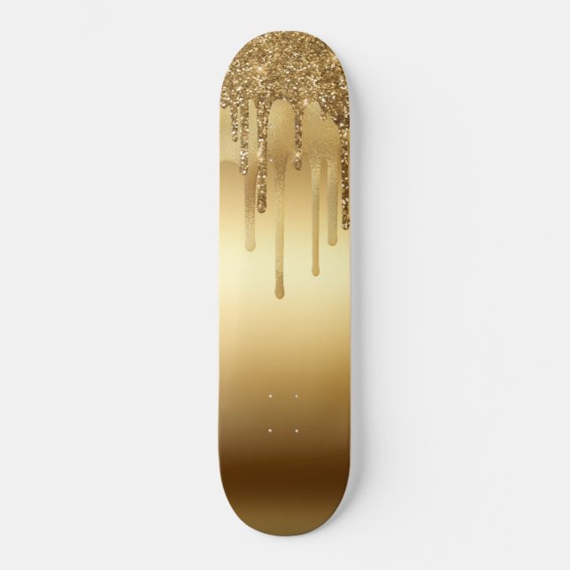 Färgdeffekter i Guld Sparkly Mini Skateboard Bräda 18,5 Cm (Framsida)