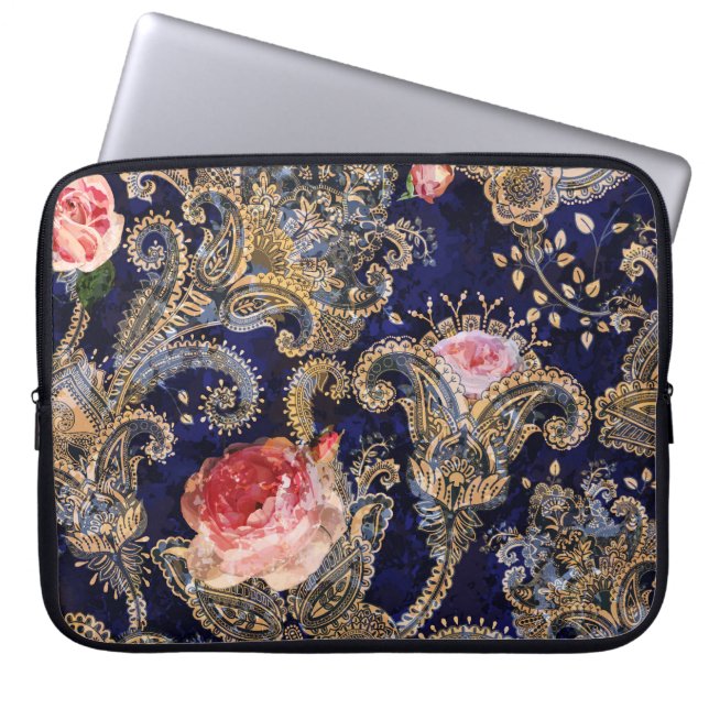 Färgdekorativa blommor Batik Laptop Fodral (Framsidan)