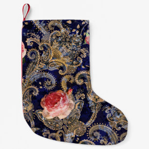Färgdekorativa blommor Batik Liten Julstrumpa