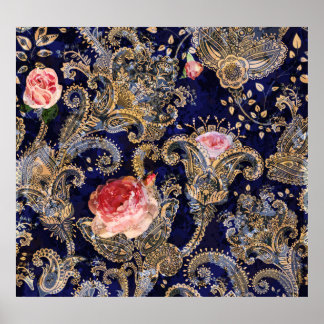 Färgdekorativa blommor Batik Poster