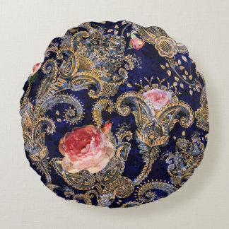 Färgdekorativa blommor Batik Rund Kudde