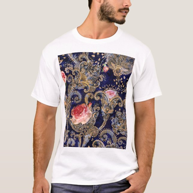Färgdekorativa blommor Batik T Shirt (Framsida)