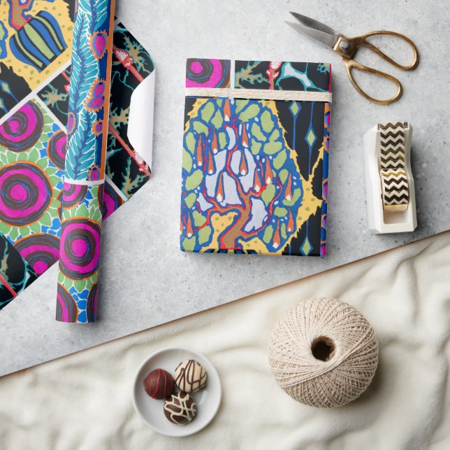 Färgdesign för blommigt, art nouveau, konsthugga presentpapper (Hantverk)