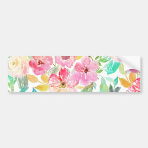 Färgdesign för blommigt för klassvattenfärg bildekal