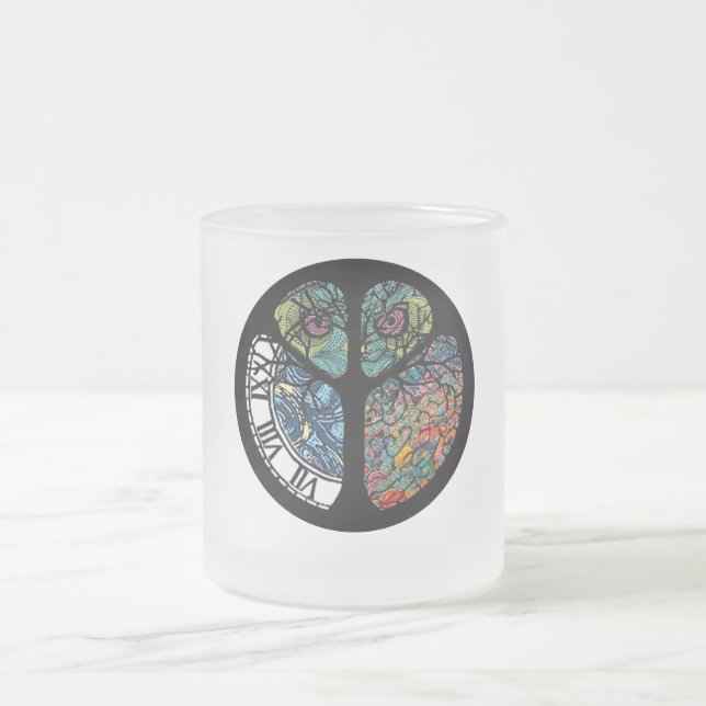Färgdesign för fredstecken Träd Uggla Frostad Glasmugg (Center)