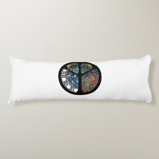 Färgdesign för fredstecken Träd Uggla Kroppskudde (Framsidan)