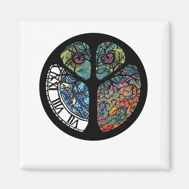 Färgdesign för fredstecken Träd Uggla Magnet (Framsidan)