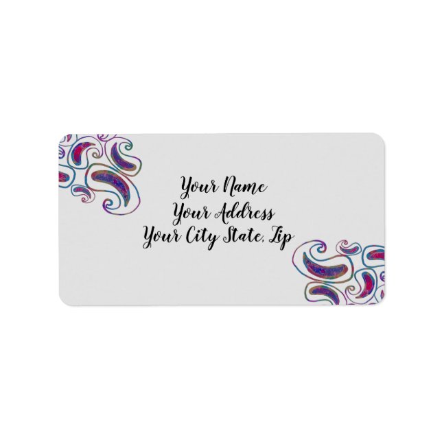 Färgdesign för Paisley Tye Adressetikett (Framsidan)