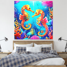 Färgdesign för sjöhästen canvastryck