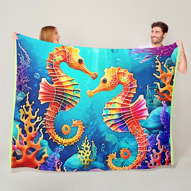 Färgdesign för sjöhästen fleecefilt (På plats)
