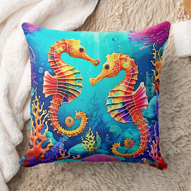 Färgdesign för sjöhästen kudde (Filt)