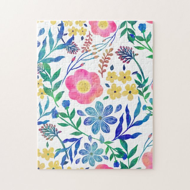 Färgdesign för snyggt rosa blommor pussel (Vertikal)