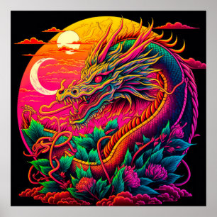Färgdesign för traditionell kinesisk dragon poster