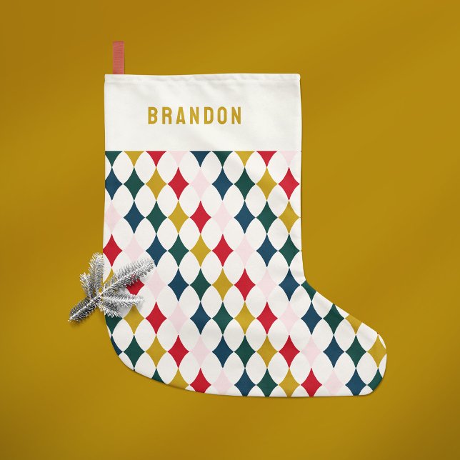 Färgdiamant för Retro-vintage, enkel Liten Julstrumpa (Skapare uppladdad)