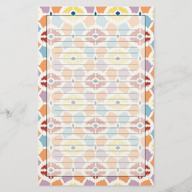 Färgdiamanter ikat geometriskt brevpapper (Framsida)