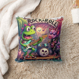Färgdjur av Tecknad som utför Rock musik Kudde