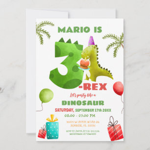 Färgdoft 3 Rex 3:e födelsedagen Party Inbjudningar