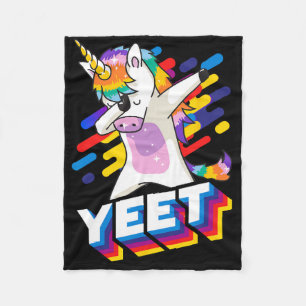 Färgdoftande dabbing Dancing Unicorn Firande Yeet Fleecefilt