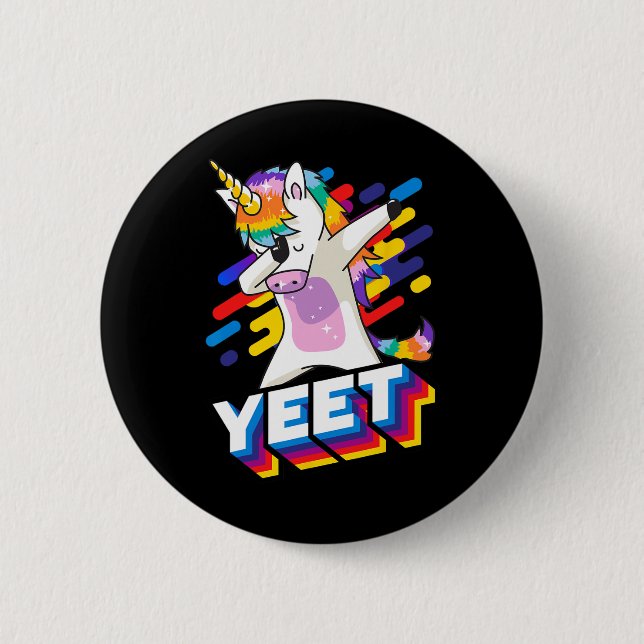 Färgdoftande dabbing Dancing Unicorn Firande Yeet Knapp (Framsida)