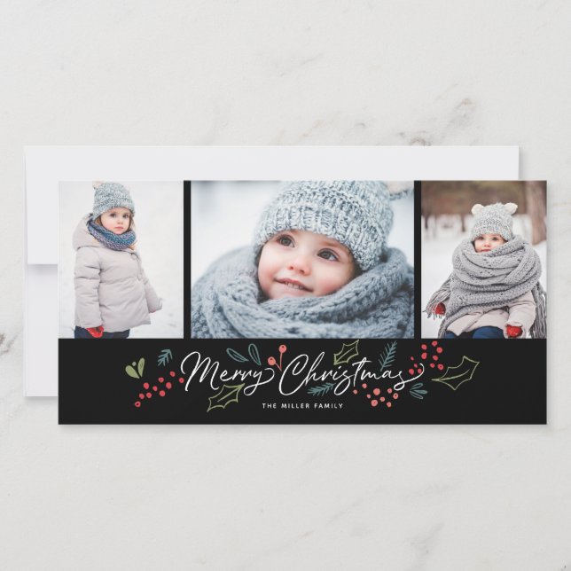 Färgdörrar God jul 3 Photo Black Julkort (Framsida)