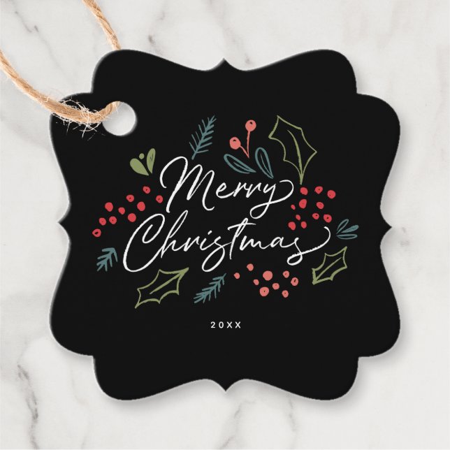 Färgdörrar God jul till från Anpassningsbar Gåvor Etiketter (Framsida)