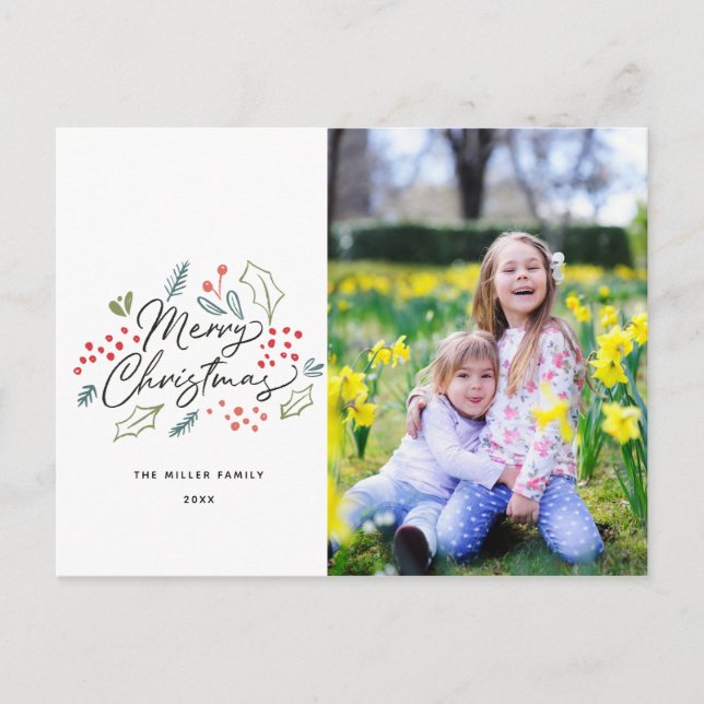 Färgdoudles God jul Photo Helg Vykort (Framsida)