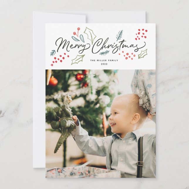 Färgdoudles God jul Photo Julkort (Framsida)