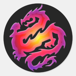 FÄRGDRAGON RUNT KLISTERMÄRKE