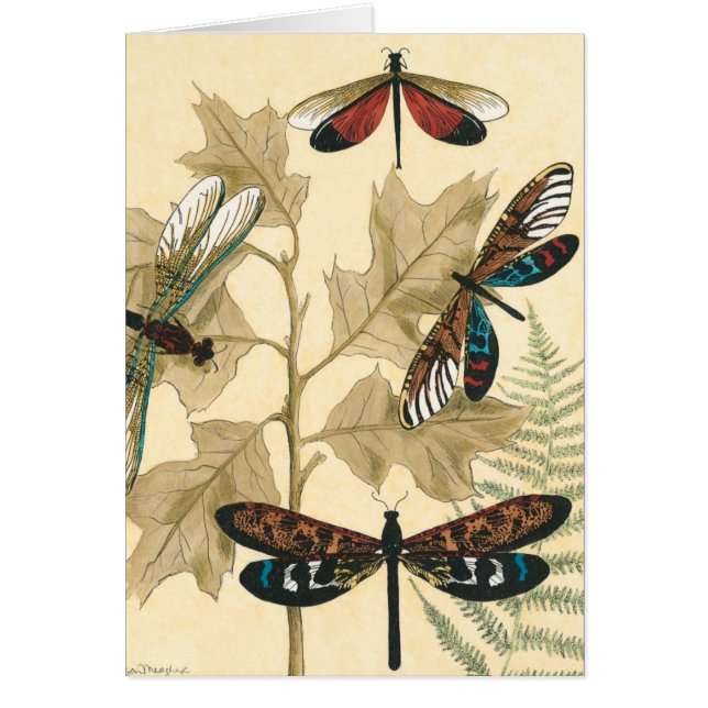 Färgdragonflugor som Flyter ovan Löv Hälsningskort (Framsidan)