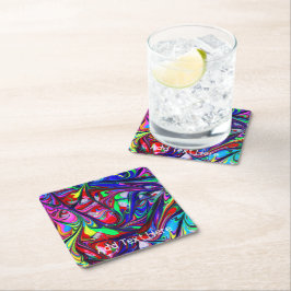 Färgdropp för abstrakt Regnbåge Underlägg Papper Kvadrat