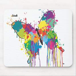 Färgdropp-Paint Butterfly Mousepad w/ Namn Musmatta