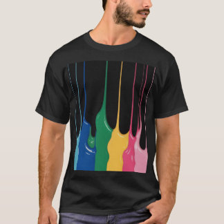 Färgdroppar av rosa, gult, grönt och blå droppi t shirt
