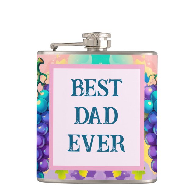 Färgdruvor med bästa Pappa någonsin Fickplunta (Framsidan)