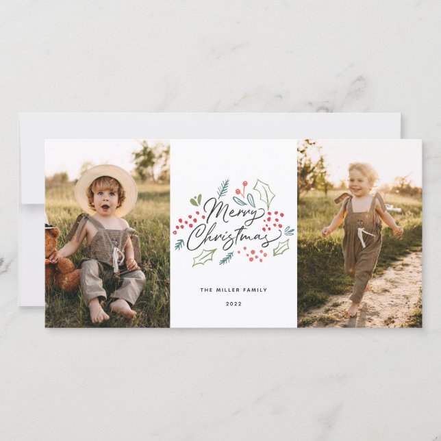 Färgdukar God jul 2 Foto Julkort (Framsida)
