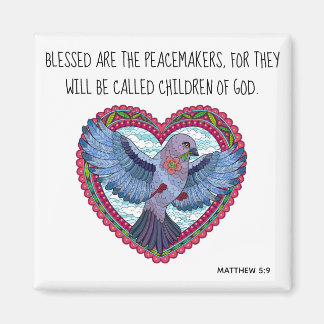 Färgduva med verse om fred (Matthew 5:9) Magnet