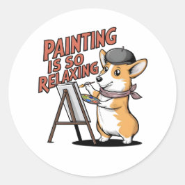 Färgen är så avslappnad, Corgi Artist Stickers Runt Klistermärke