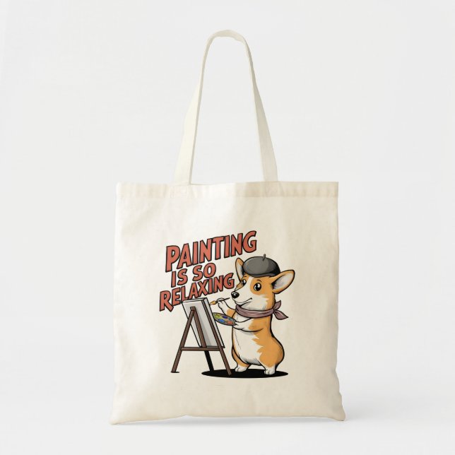 Färgen är så avslappnad, Corgi Artist Tote bags Tygkasse (Framsidan)