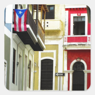 färgen av gammala San Juan Puerto Rico Fyrkantigt Klistermärke