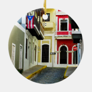 färgen av gammala San Juan Puerto Rico Julgransprydnad Keramik