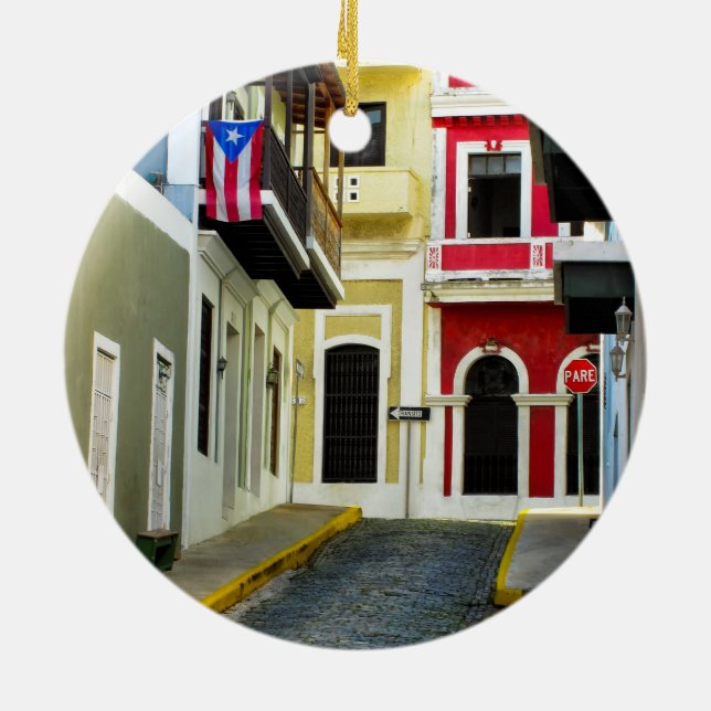 färgen av gammala San Juan Puerto Rico Julgransprydnad Keramik (Baksidan)