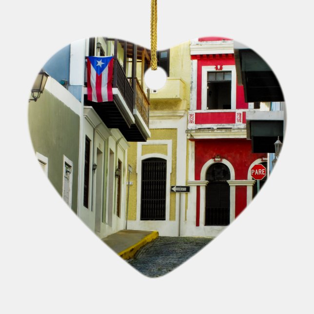 färgen av gammala San Juan Puerto Rico Julgransprydnad Keramik (Baksidan)