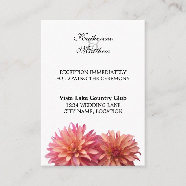 Färgen på Dahlia Flower i Rosa Reception Cards Tilläggskort (Framsida)