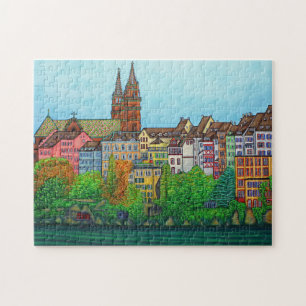 Färger av det Basel 11x14 pussel med gåvan boxas