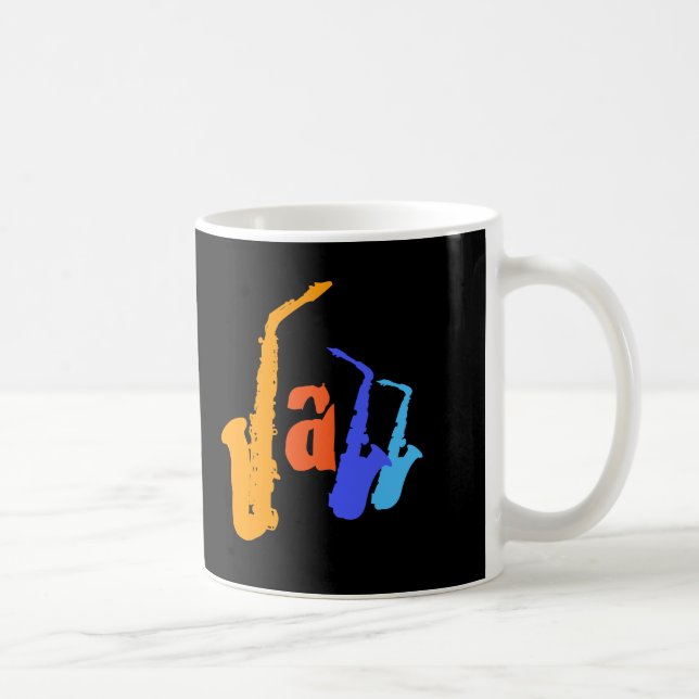 Färger av Jazz Sax Illustration Black Mugg 2 (Höger)