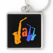 Färger av JazzSaxillustrationen kvadrerar Keychain