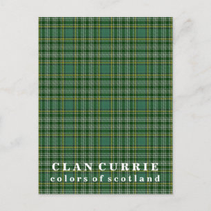 Färger av skotska klanen Currie Tartan Vykort