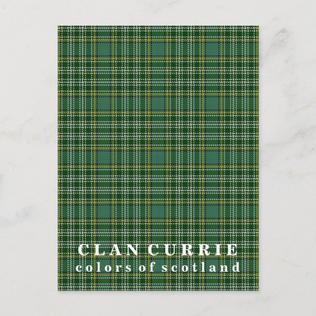 Färger av skotska klanen Currie Tartan Vykort (Framsida)