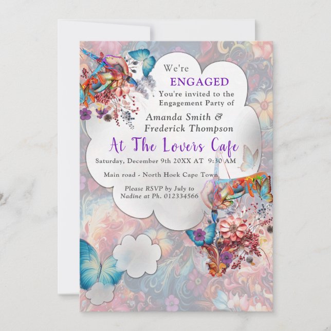 Färger Fantasy Flowers som uttrycker naturen Inbjudningar (Framsida)